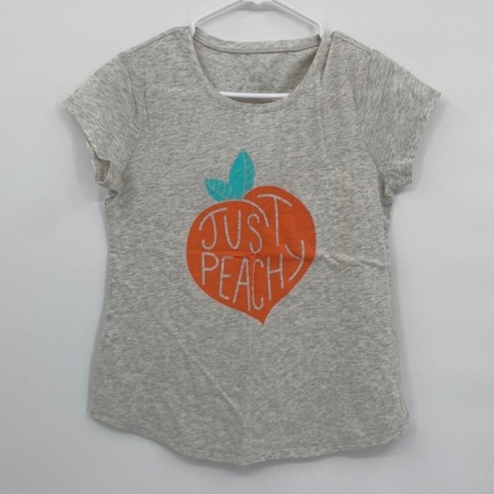 Justice Girls Gray Peach Just Peachy Graphic Tee Shirt size 14/16 plus